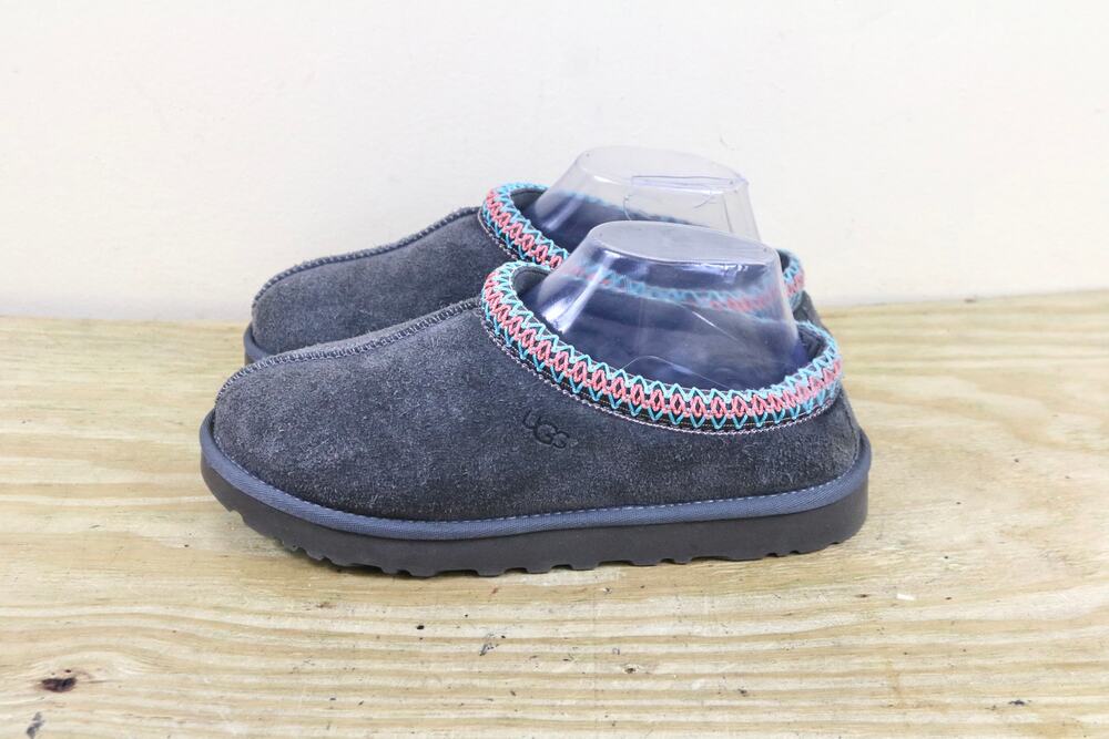 Ugg Slippers Womens 7 Braid Gray Suede Naval Tasman II Clogs Mules Shoes